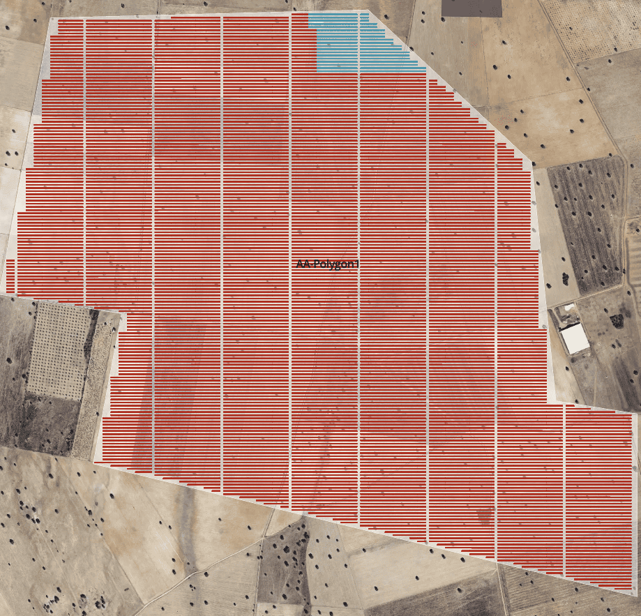 How does the software determine the distance between the roads of a layout