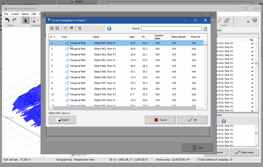 How to export a PV Collada fixed structures scene to PVsyst
