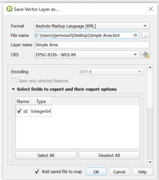 SHP conversion to KML using QGIS